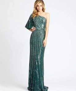 Mac Duggal Evening - 5000D Sequined One Shoulder Sheath Dress