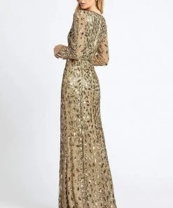 Mac Duggal Evening - 5002D Fully Sequined Deep V-neck Trumpet Dress