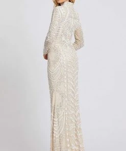 Mac Duggal Evening - 5173D Sequined Long Sleeves Collared Dress 6 Mac Duggal Evening - 5173D Sequined Long Sleeves Collared Dress