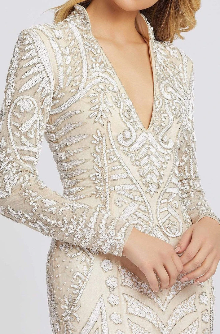 Mac Duggal Evening - 5173D Sequined Long Sleeves Collared Dress 5 Mac Duggal Evening - 5173D Sequined Long Sleeves Collared Dress