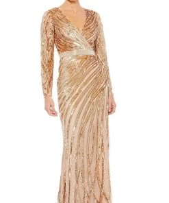 Mac Duggal Evening - 5438D V-Neck Long Sleeves Dress