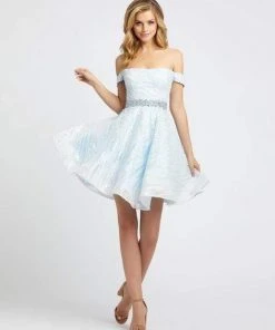 Mac Duggal Evening - 66981D Embellished Off-Shoulder Cocktail Dress