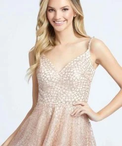 Mac Duggal Evening - 67025D Glittered V-Neck Cocktail Dress