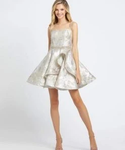 Mac Duggal Evening - 67029D Porcelain Beaded Strap Cocktail Dress