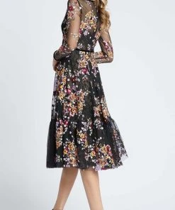 Mac Duggal Evening - 67499D Multi-Color Floral Embroidery A-Line Dress