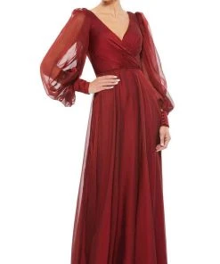 Mac Duggal Evening - 67873D Long Sleeve Modest A-Line Dress