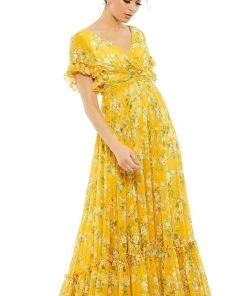 Mac Duggal Evening - 67933D Floral Printed A-Line Evening Dress