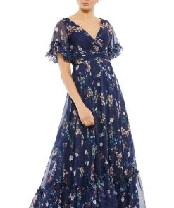 Mac Duggal Evening - 67933D Floral Printed A-Line Evening Dress