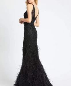 Mac Duggal Evening - 77464D Embellished Bodice Feathered Trumpet Gown