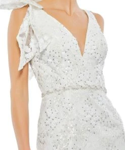 Mac Duggal Evening - 79337D Plunging Neck Sequined Midi Dress 7 Mac Duggal Evening - 79337D Plunging Neck Sequined Midi Dress