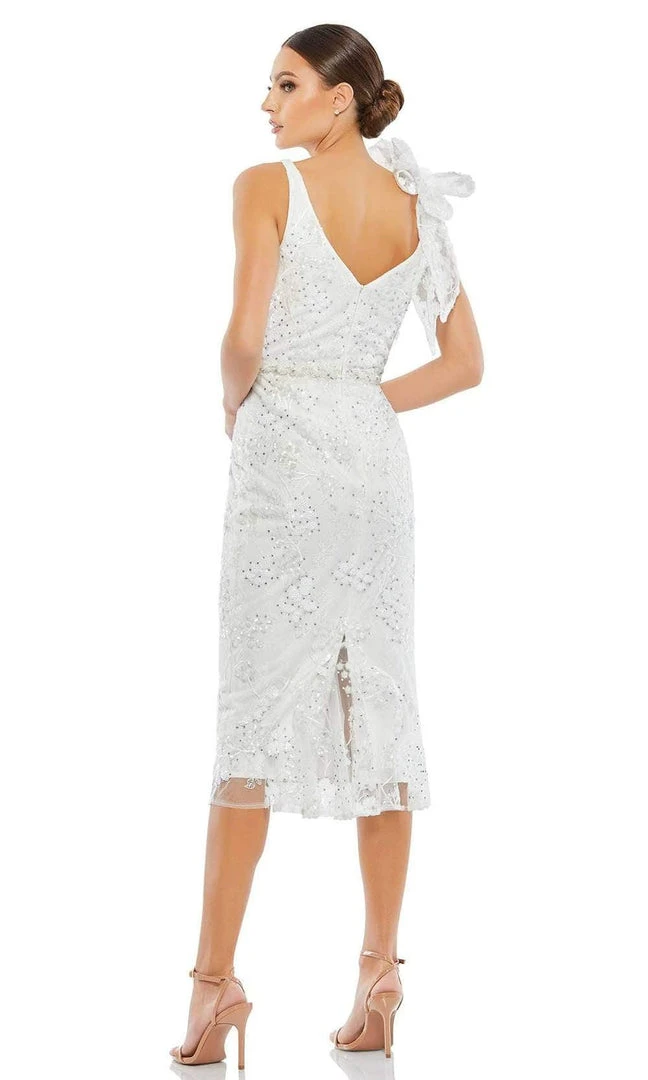 Mac Duggal Evening - 79337D Plunging Neck Sequined Midi Dress 4 Mac Duggal Evening - 79337D Plunging Neck Sequined Midi Dress