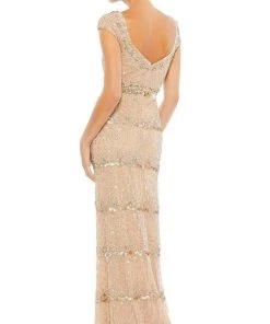 Mac Duggal Evening - 9089D Beaded And Sequined Column Gown