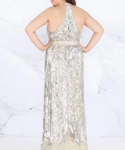 Mac Duggal Fabulouss - 4846F Embellished Deep Halter V-neck Dress 6 Mac Duggal Fabulouss - 4846F Embellished Deep Halter V-neck Dress