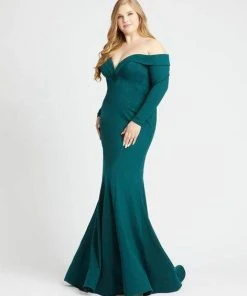 Mac Duggal Fabulouss - 48893F Off-Shoulder Long Sleeves Trumpet Gown