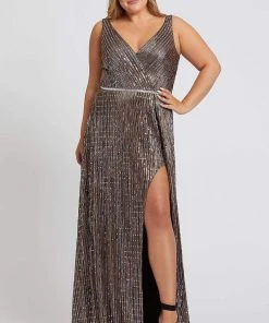 Mac Duggal Fabulouss - 48988F Embellished Plunging V-neck Sheath Dress