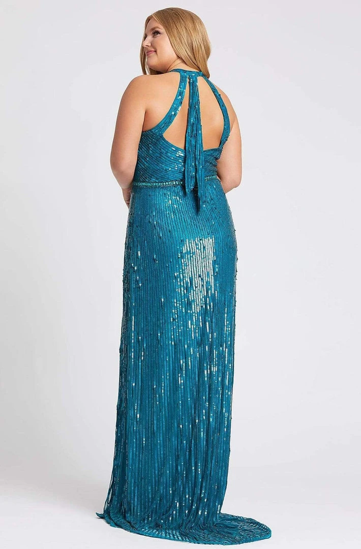 Mac Duggal Fabulouss - 4919F Fully Sequined Halter V-neck Sheath Dress 4 Mac Duggal Fabulouss - 4919F Fully Sequined Halter V-neck Sheath Dress