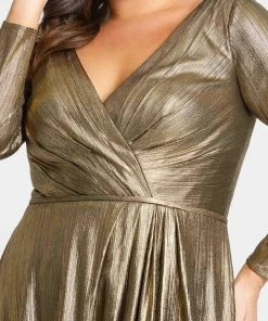 Mac Duggal Fabulouss - 49224F Long Sleeve V Neck Sheath Dress