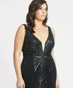 Mac Duggal Fabulouss - 5013F Sequined Low V-Neck And Back Long Gown 7 Mac Duggal Fabulouss - 5013F Sequined Low V-Neck And Back Long Gown