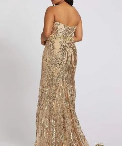 Mac Duggal Fabulouss - 66828F Bedazzled Trumpet Dress With Train