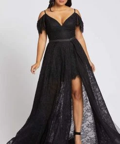 Mac Duggal Fabulouss - 67220F Embroidered V-neck Romper With Overskirt