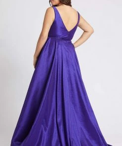 Mac Duggal Fabulouss - 67227F Plunging V-neck Pleated A-line Dress