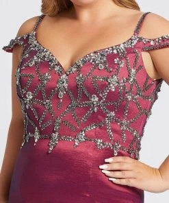 Mac Duggal Fabulouss - 77538F Geo-Jeweled Off Shoulder Mermaid Gown