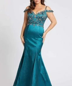 Mac Duggal Fabulouss - 77538F Geo-Jeweled Off Shoulder Mermaid Gown
