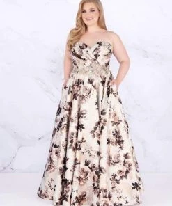 Mac Duggal Fabulouss - 77546F Embellished Floral Patterned Ballgown