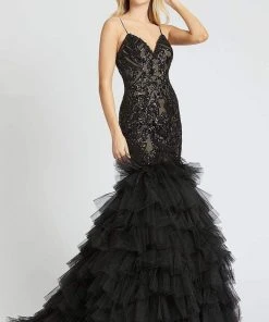 Mac Duggal Prom - 12291M Embellished V-neck Ruffled Mermaid Dress