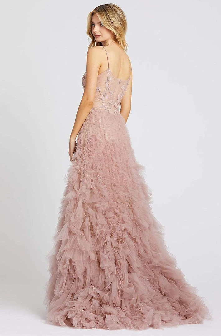 Mac Duggal Prom - 20193M Floral Appliqued Bodice Shirred Tulle Gown 4 Mac Duggal Prom - 20193M Floral Appliqued Bodice Shirred Tulle Gown