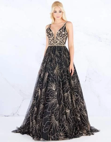 Mac Duggal Prom - 30580M Swirling Foliage Metallic Gilt Gown 3 Mac Duggal Prom - 30580M Swirling Foliage Metallic Gilt Gown