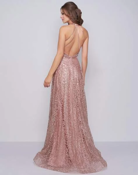 Mac Duggal Prom - 30596M Floral Beaded High Halter Evening Gown 4 Mac Duggal Prom - 30596M Floral Beaded High Halter Evening Gown