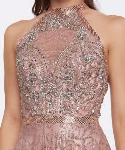 Mac Duggal Prom - 30596M Floral Beaded High Halter Evening Gown 7 Mac Duggal Prom - 30596M Floral Beaded High Halter Evening Gown