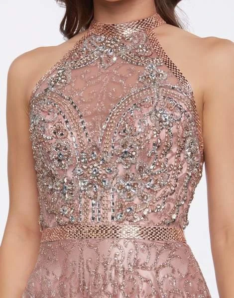 Mac Duggal Prom - 30596M Floral Beaded High Halter Evening Gown 5 Mac Duggal Prom - 30596M Floral Beaded High Halter Evening Gown