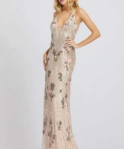 Mac Duggal Prom - 4890M Strappy Plunging V-Neck Sheath Dress