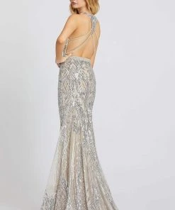 Mac Duggal Prom - 67327M Embellished Deep V-neck Trumpet Dress