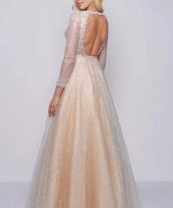 Mac Duggal Prom - 77497M Lattice Plunging V-Neck Long Sleeves Gown 12 Mac Duggal Prom - 77497M Lattice Plunging V-Neck Long Sleeves Gown