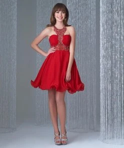 Madison James - 16-335 Dress In Red Short Dresses