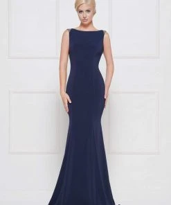 Marsoni By Colors - M140 Jeweled Bateau Trumpet Dress