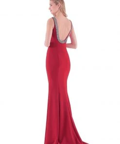 Marsoni By Colors - M140 Jeweled Bateau Trumpet Dress