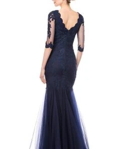 Marsoni By Colors - M162 Embellished V-neck Trumpet Dress