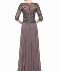 Marsoni By Colors - M165 Illusion Lattice Motif A-Line Gown