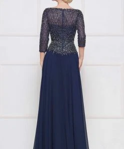 Marsoni By Colors - M165 Illusion Lattice Motif A-Line Gown