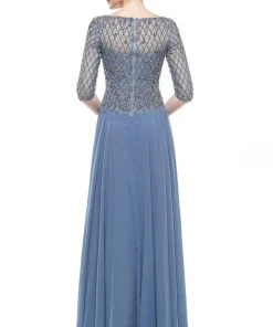 Marsoni By Colors - M165 Illusion Lattice Motif A-Line Gown