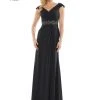 Marsoni By Colors - M169 Ruched Wrap Cap Sleeve Gown