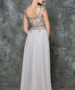 Marsoni By Colors - M173 Keyhole A-Line Chiffon Gown