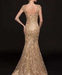 Marsoni By Colors - M212 Lace V-neck Mermaid Dress