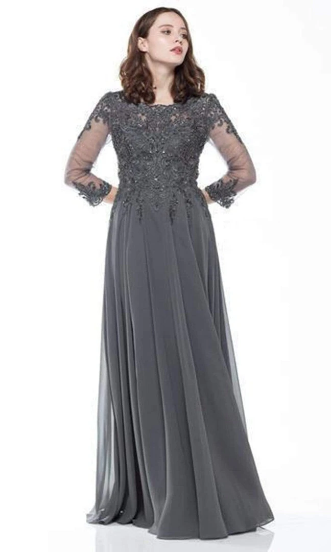 Marsoni By Colors - M217 Quarter Sleeve Embroidered Illusion Gown 8 Marsoni By Colors - M217 Quarter Sleeve Embroidered Illusion Gown