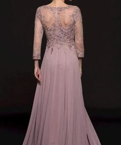 Marsoni By Colors - M217 Quarter Sleeve Embroidered Illusion Gown 12 Marsoni By Colors - M217 Quarter Sleeve Embroidered Illusion Gown