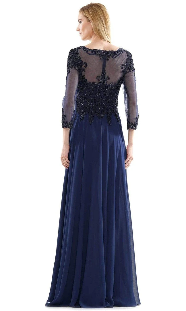 Marsoni By Colors - M217 Quarter Sleeve Embroidered Illusion Gown 11 Marsoni By Colors - M217 Quarter Sleeve Embroidered Illusion Gown